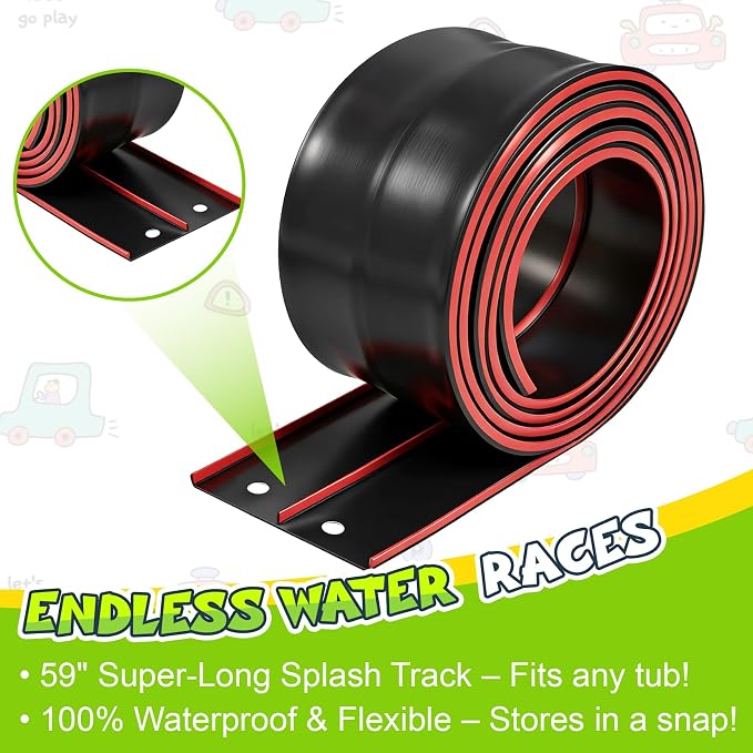 Race Car Bath Toy Set, Toddler Car Bath Toys, Flexible PVC DoubleTrack, Industrial-Strength Suction Cups, 8 Piece Set, CPC Certification, Kid's Bathtub Gift for Ages 3+