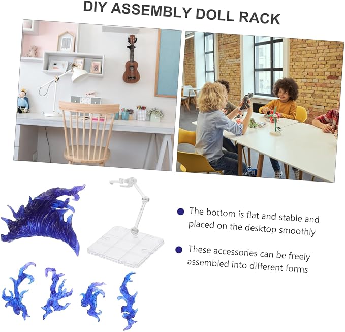 POPETPOP Action Figure Stand with Effect Parts Clear Toy Doll Holder Base for 1/144 Anime Model Display SHF Compatible Assembly Rack
