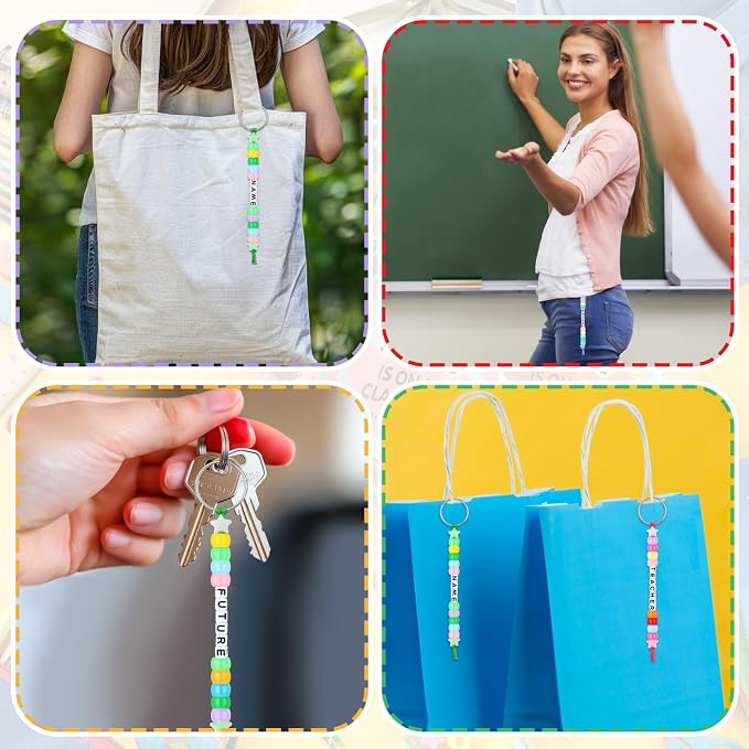Suncalla 984 Pcs 24 Set Religious Graduation Keychain Craft Kit DIY Christian Congrats Grad End of Year Gift Keychain Making Kit Adjustable Bead Letter Beads Cards String for Blessings Party Supply