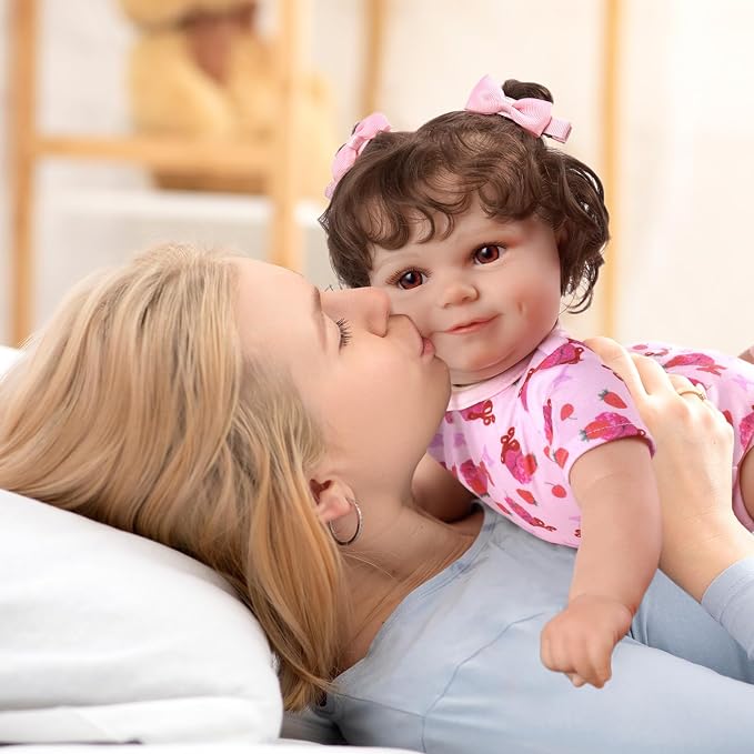 JIZHI Lifelike Reborn Baby Dolls - 20Inch-Real Baby Feeling Realistic-Newborn Baby Doll Adorable Smiling Real Life Baby Dolls with Gift Box for Kids Age 3 +
