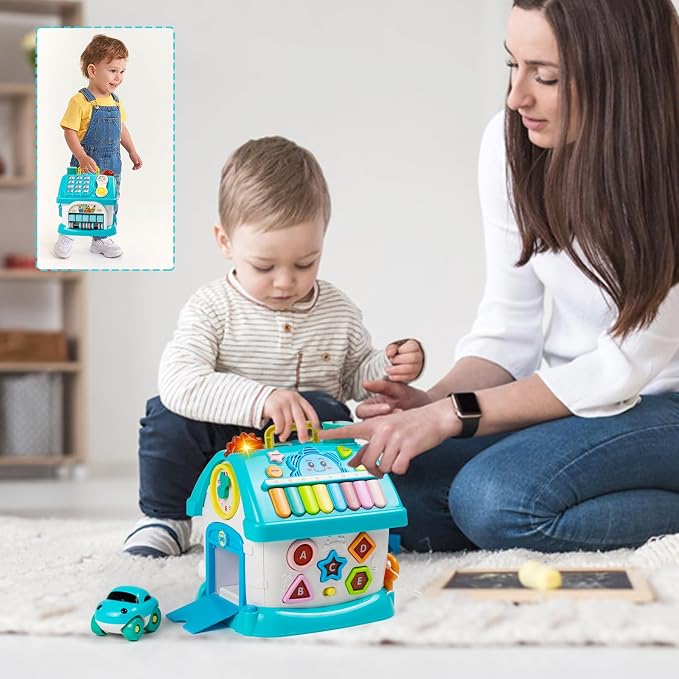 Marstone Toys for 1-2 Year Old Boys, Blue 8-in-1 Musical Learning House | one year old boy birthday gifts for toddler toys, combines learning play to hold little ones focus and keep them occupied