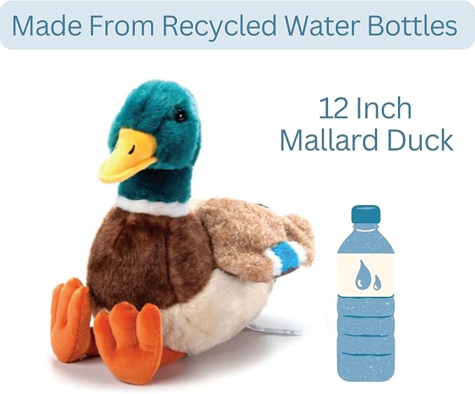 The Petting Zoo Duck Stuffed Animal Plushie, Gifts for Kids, Wild Onez Wildlife Animals, Duck Plush Toy, 12 inches