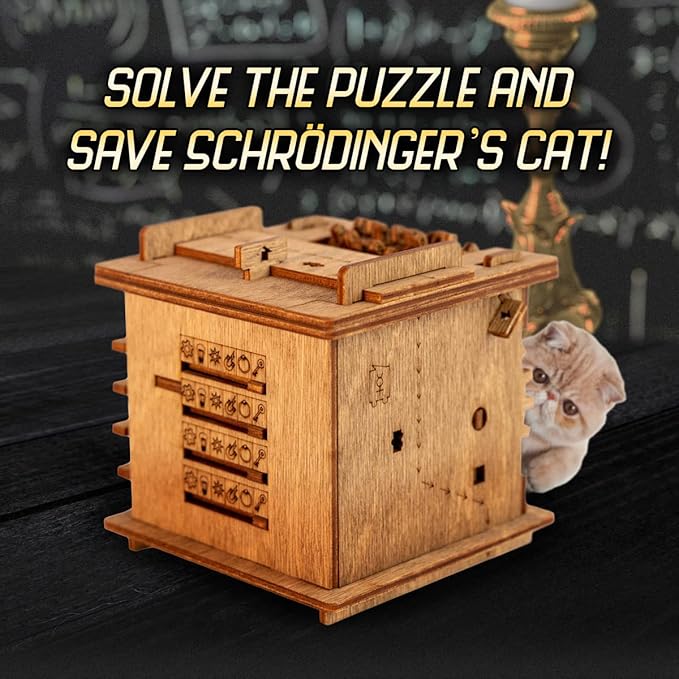 iDventure Cluebox Schroedingers Cat | Escape Room Puzzle Box | Challenging 3D Puzzle | Unique Gift Idea for Men an Women