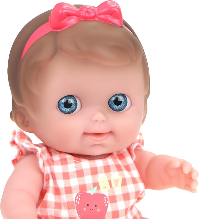 Lil Cutesies 9" All Vinyl Baby Doll Feeding Time Gift Set| Posable and Washable | Removable Outfit | High Chair and Feeding Accessories | JC Toys | Ages 2+