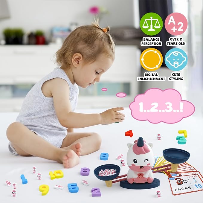 Snugzy Unicorn Balance Counting Toys, Number Counting Scale Games for Kids Cool Math Learning Games for Boys and Girls Preschool Kindergarten Learning STEM Montessori Educational Toys for 3+