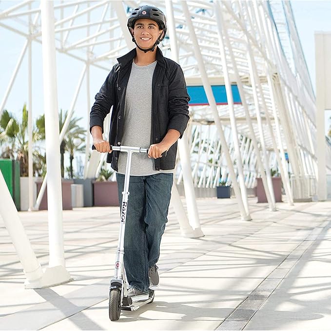 Razor A5 Air Kick Scooter for Kids Ages 8+ - Extra-Long Deck, 8" Pneumatic Rubber Wheels, Foldable, Anti-Rattle Handlebars, for Riders up to 220 lbs