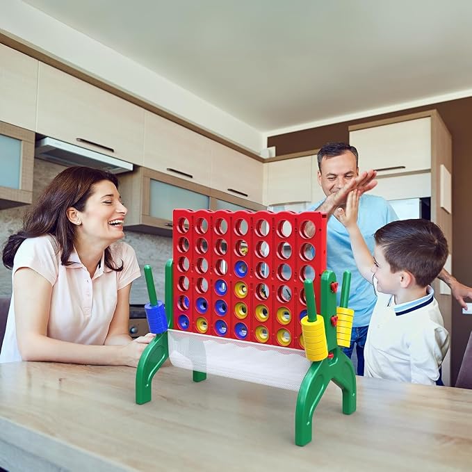 Aywewii 1.9 FT Giant 4-in-A-Row Connect Game 4-to-Score Jumbo Yard Games, Indoor Outdoor Games for Kids, Family Games for Kids and Adults, Tabletop Board Game, Birthday Gift for Boys & Girls