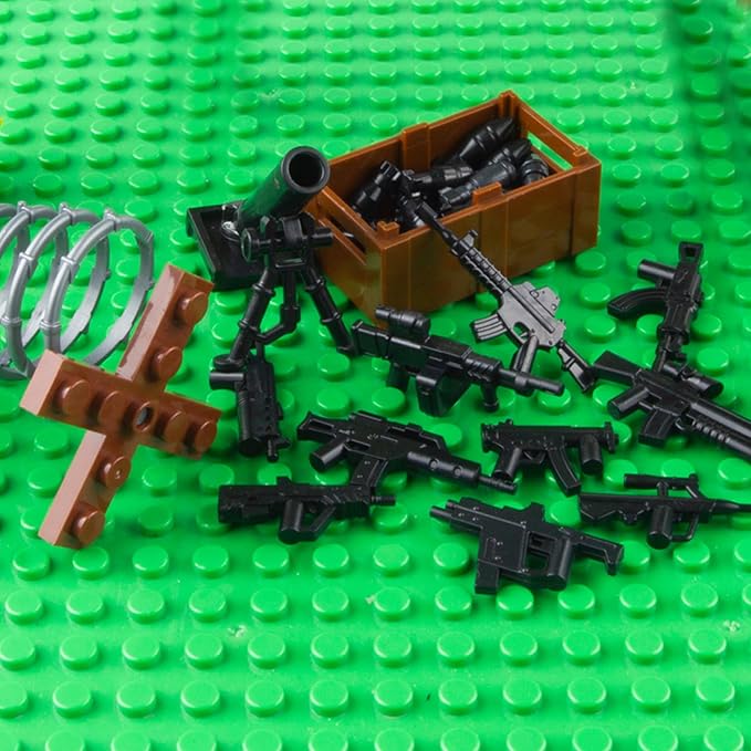 Military Weapons Pack 33 Pcs Soviet Accessories Kits Toys, Army Equipment Gear WW2 Guns for Boys 6+, Compatible with Mini Figure of Major Brand