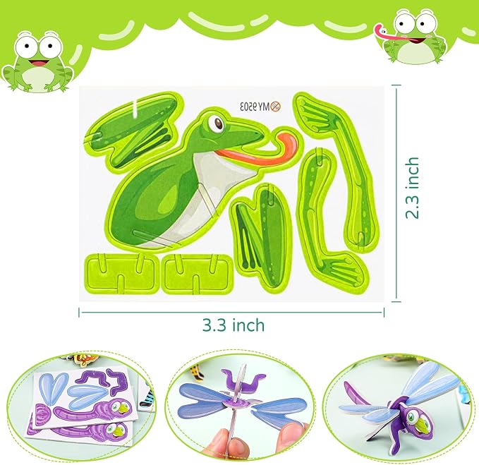 3D Puzzles for Kids,100 Pcs 3D Cartoon Puzzles,Educational 3D Cartoon Puzzle,3D Puzzle for Kids Ages 4-10,Educational Montessori Toys,Kid Birthday Children's Day Gift