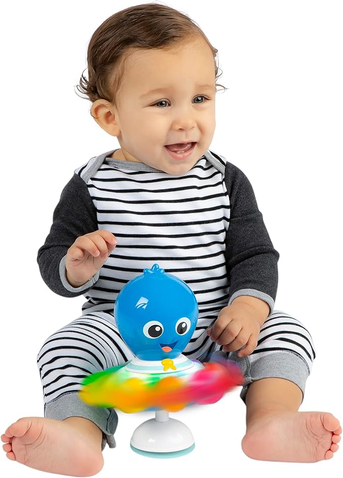 Baby Einstein Ocean Explorers Opus Spin & Sea Suction Toy for Highchair, Lights & Vibrant Colors, Ages 3 Months and up