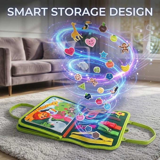 GOLIYEAN Toddler Busy Board - Montessori Toys for Toddler Boy Girl Birthday Gifts, Educational Learning Sensory Busy Book for Toddlers, Quiet Activity Books for Toddlers, Travel Toys for Airplane Car