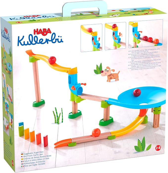HABA Kullerbu Traffic Jam Ball Track 33 Piece Set with Funnel