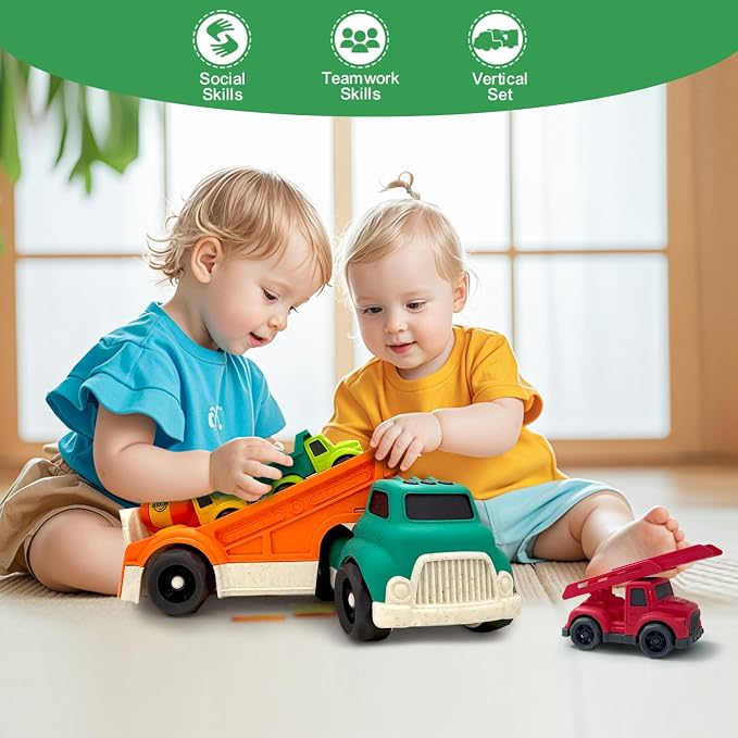 Toddlers Car Toys for 3 4 5 6 Year Old, Toddler Car Toys Dump Truck Toys and Mixer Cement Toy,Construction Vehicle Toys Set for Kids Christmas Birthday Gifts for Toddler Boy Girl 3-4