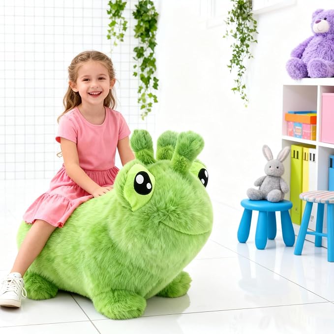 INPANY Bouncy Horse, Frog Hopper Toys, Toddler Ultra Thick Plush Bouncing Animal, Kids Inflatable Ride on Rubber Bouncer, Outdoor Indoor Cute Birthday Gift for 2 3 4 Yr Boy Girl
