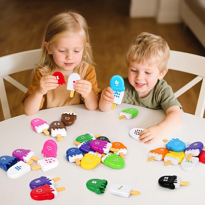 USATDD Numbers Learning Toys Number Popsicles Matching Toy Learning Numbers & Patterns Preschool Learning Activities Montessori Toys for Kids