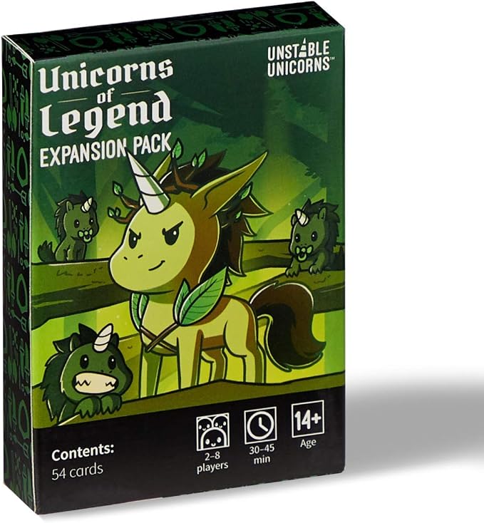 Unstable Games - Unstable Unicorns Unicorns of Legend Expansion Pack - designed to be added to your Unstable Unicorns Card Game, Black, Green