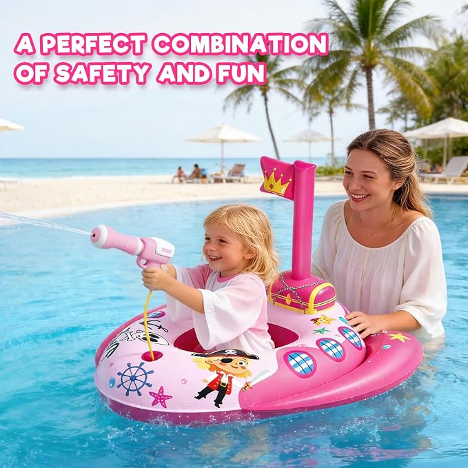 Kids Pool Floats with Water Gun, Toddler Inflatable Pool Toys for Kids Age 3-8 Years Old, Summer Outdoor Water, Beach, Swimming Pool Toys Gift for Boys and Girls