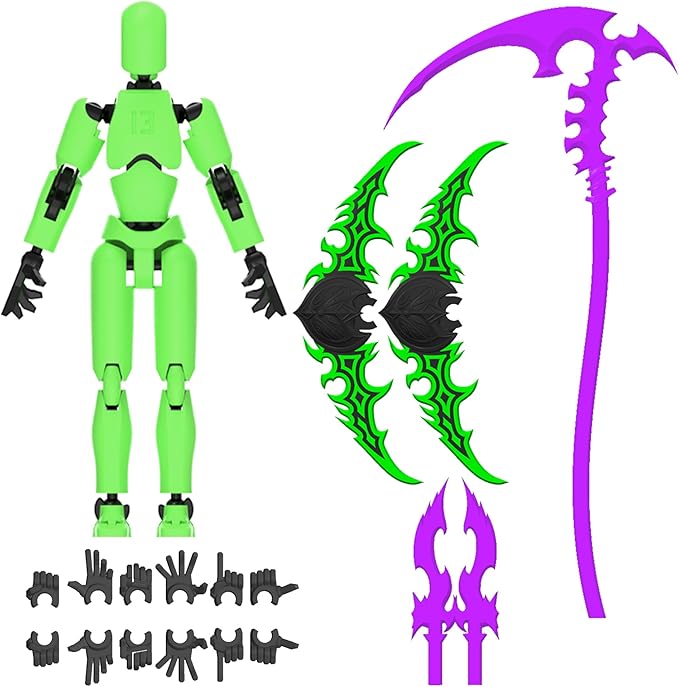 Glowing Titan 13 Action Figure Set Already Assembled, Dummy 13 3D Printed Action Figures with Weapons Accessories T Lucky Robo 13 Nova 13 Action Figures, Figura de acción 13 (Green)
