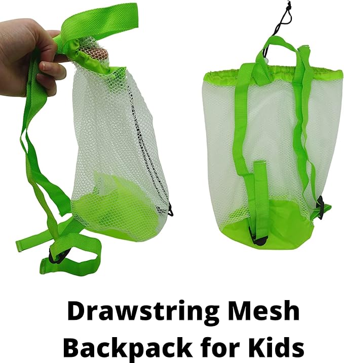 4E's Novelty Beach Toys for Kids with Bag, 12 Pcs Set Sand Castle Beach Bucket with Shovel & Large Molds - Beach Toys for Kids 3-10, Sand Toys for Toddlers with Mesh Beach Bag