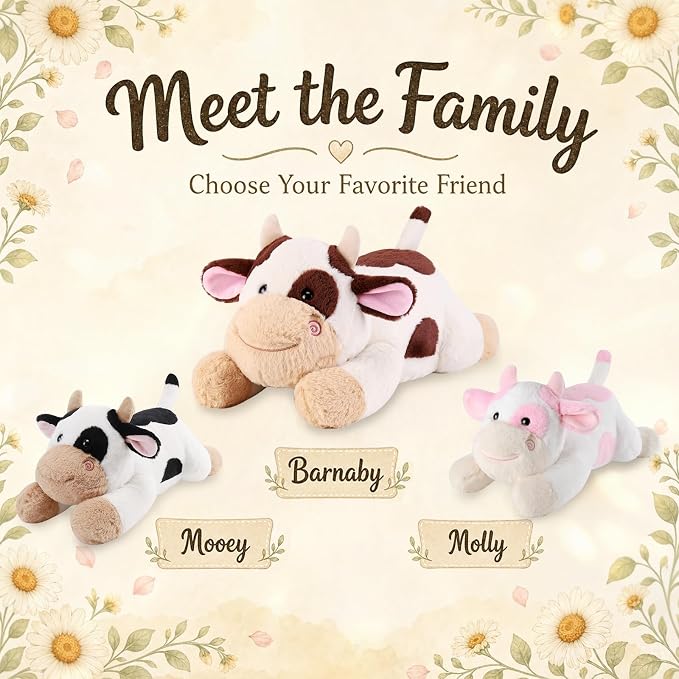 gnomantic Cow Weighted Stuffed Animals - 28 Inch 5 Pounds Weighted Plushies Cow Stuffed Animals - Big Plush Pillow - Cute Plush Toys Gifts for Kids & Adults (28" 5.0 lbs Brown)