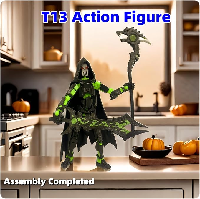 SENROELECTRONAGE T13 Action Figure Assembly Completed, New 2Pcs Dummy 13, Lucky T13 Action Figure, 3D Printed Multi-Jointed Movable, Black Green, Black Red Devil's Scythe Action Figures