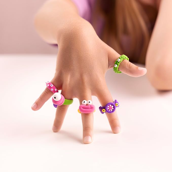 HEY CLAY Bijou - Clay Kit for Accessories Creation - Air Dry Clay with Tools and Fun Interactive App for Kids 3+ (Alien Rings)