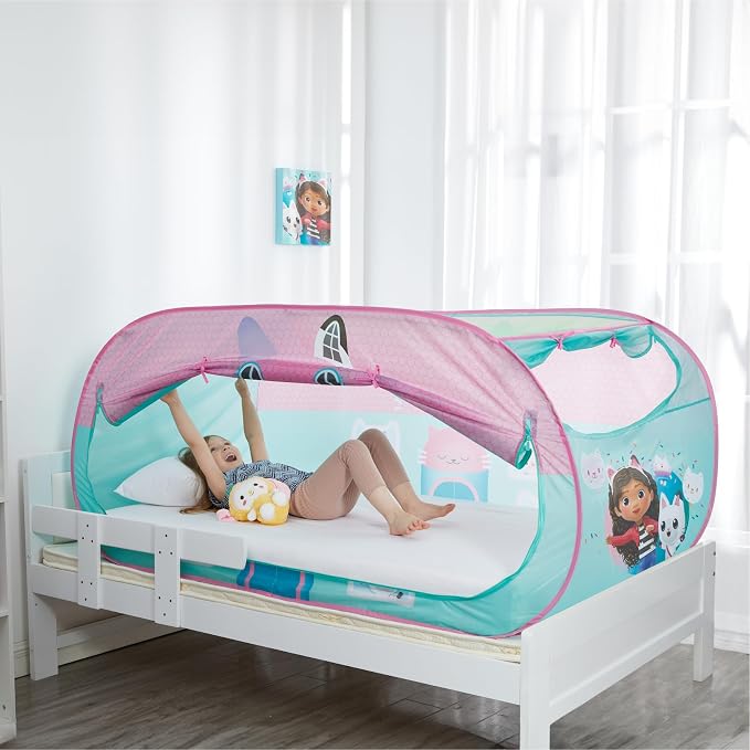 Gabby’s Dollhouse 2-in-1 Kids Pop-Up Play Tent and Twin Bed Tent, Indoor Playhouse for Pretend & Imaginative Play