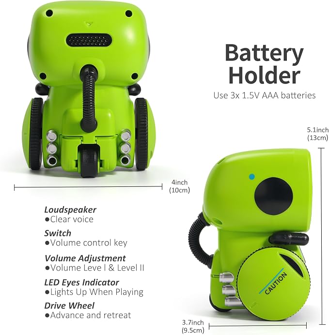 GILOBABY Interactive Talking Robot for Boys, Smart Toy with Touch Control, Playback Mode, Dancing, Singing, Educational Gift for 3-7 Year Old Kids (Green)