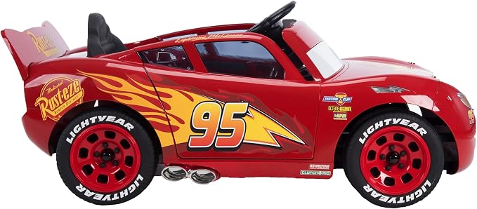 Huffy Cars Lightning McQueen 6V Ride-On Toy Car with Headlights & Engine Sounds, Foot Pedal Drive, Up to 2.5 MPH, Ages 3–7