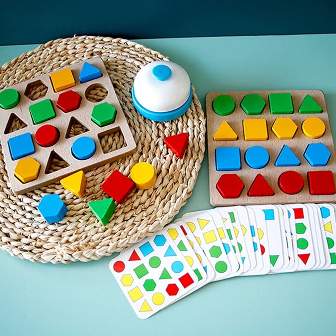 Shape Matching Game Color Sensory Educational Toy, Geometric Shape Quick Matching Board Game Montessori Learning Toys for Toddlers Kids Boys Girls (for 1 Player)