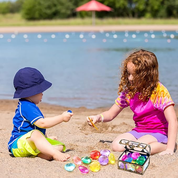 XIJUAN Diving gem Pool Toys Sand Toys,14 Color Diamond Treasure Chest Summer Swimming gems Pirate Diving Toy Set Underwater Swimming toyChildren's Game Gifts for Boys and Girls