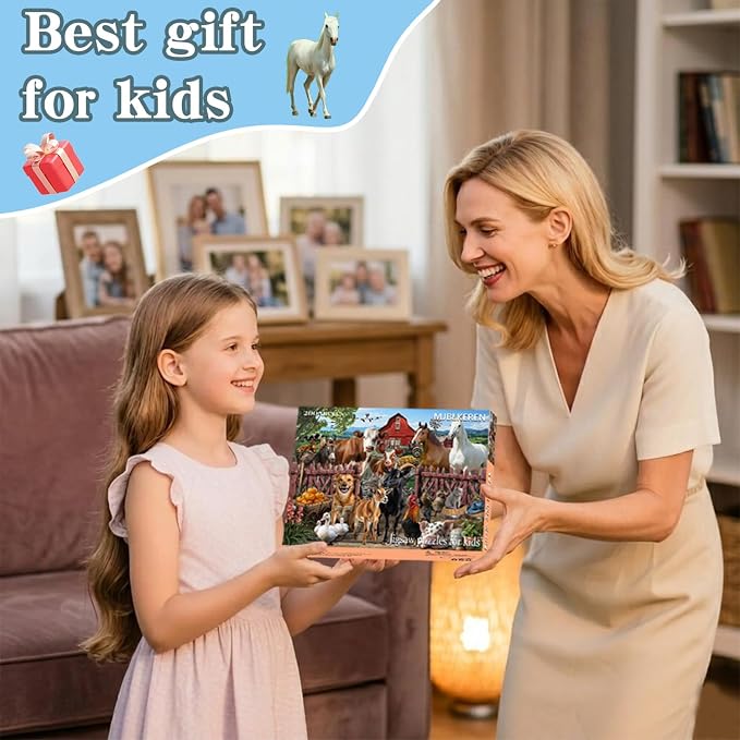 Puzzles for Kids Ages 6-8 – 200 Piece Farm Animals Puzzle for Kids Ages 8-10 – Fun and Educational Gift for Boys and Girls