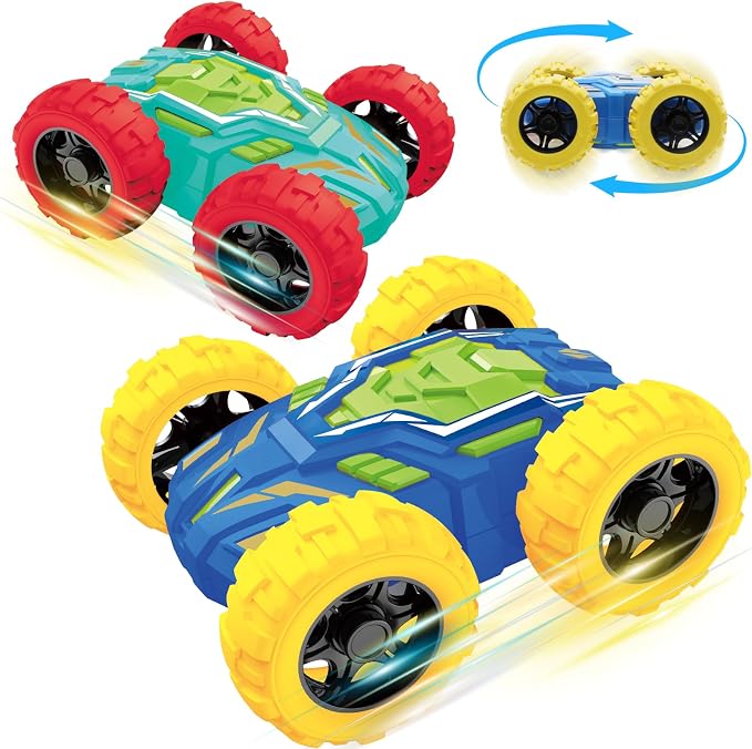MSHALADE Toys Cars for Ages 2-4, Double-Sided Monster Truck Toys, Stunt Push and Go Friction Cars, 3 Year Old Boy Toys, Toy Cars for 2 3 4 5 6 Year Old Boy Christmas Birthday