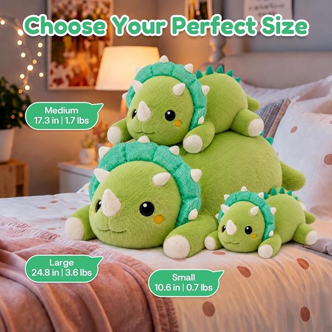 Triceratops Dinosaur Weighted Stuffed Animal Plush Toy(10.6 Inch, 0.7 Lbs)