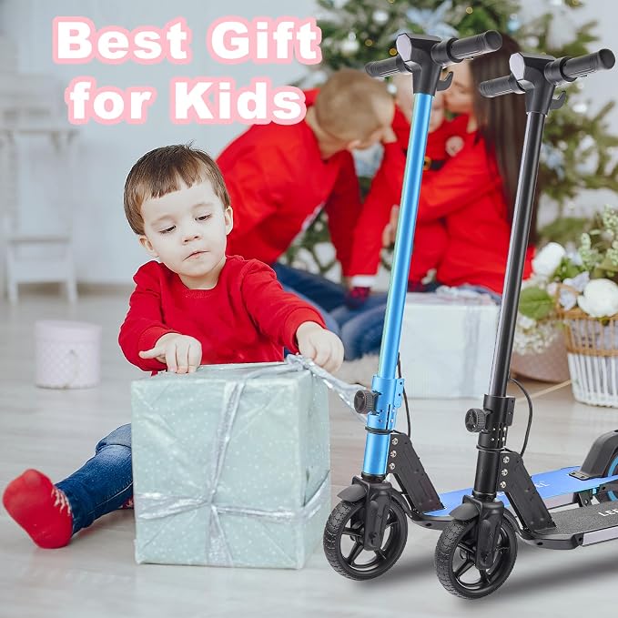 Electric Scooter for Kids Ages 6-14, 150W Motor, 4/7/11 Mph, 60 mins Ride Time, Adjustable Speed, LED Display, Colorful Lights, Electronic Brake, Foldable Kids Electric Scooter ,UL2272 Certified(Blue)