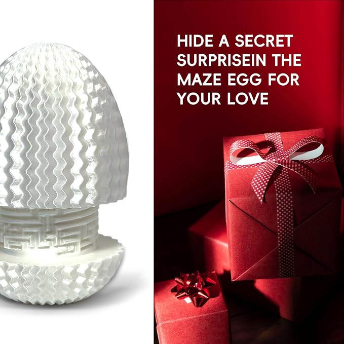 Money Puzzle Box for Cash Gift Card Holder - Reusable Secret Safe with 4 Unique Maze Egg Designs, 3D Printed Brain Teaser Game for Teens Adults, Easter Birthday Christmas Stocking Stuffer (White)