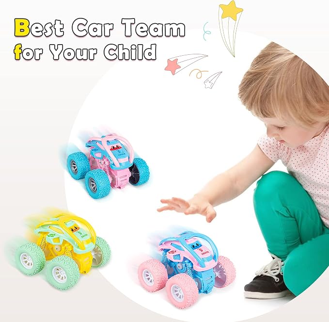 LODBY Car Toys for 2 3 4 Year Old Girls Gifts, Pull Back Cars Toys for Toddler Age 2-6, Monster Trucks for Kids Boys Toys Age 2-6 Year Old Girl Birthday Gifts