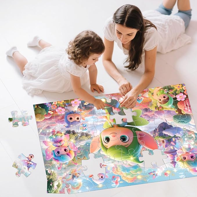 IFLOVE Fairy Floor Puzzle for Kids — 48 Piece Jumbo Jigsaw Puzzle, Magical Fairy Tale Puzzle with Flowers Butterflies, Educational Toy Birthday for Girls Boys Ages 3-8