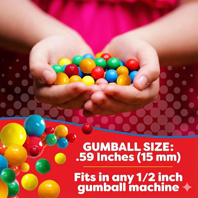 American Gumball Company Refill Gumballs 2 Pound Bag - .59 inch Small Gumballs for 1/2" Gumball Machine, Assorted Flavors