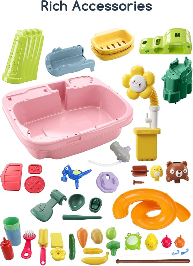OKPOW Sturdy Water Table for Toddlers 1-2: No Tipping on Uneven Backyard | 4 Wide Legs & 3-Gal Sink Reduce Wobble by 80% - Keep Toddlers Safely Engaged in Splash Play, Tool-Free Assembly
