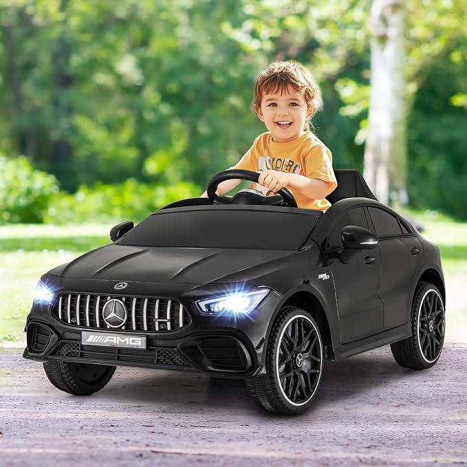 Costzon Ride on Car, 12V Licensed Mercedes-Benz Kids’ Electric Vehicles with Parent Remote, Rocking Function, Music & Horn, LED Headlights & Soft Start, Battery Powered Kids Car Toy for Ages 3+(Black)