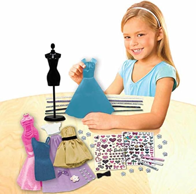 Tara Toys Barbie Be a Real Fashion Designer Classic Set DIY Doll Clothing Kit for Girls with Fabric, Ribbons, Stickers & Sketchbook Creative Fashion Toy for Ages 6+