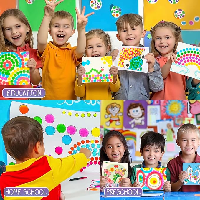 DOSEWART Dot Markers for Kids, 12-Color Bingo Daubers, Washable Bingo Markers for Kids Drawing Coloring, Arts and Crafts Supplies Dot Paint Marker Set