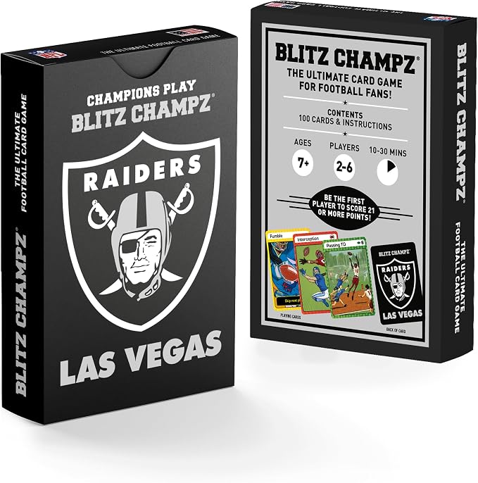 Blitz Champz Las Vegas Raiders – Official NFL Playing Cards & Raiders Gift for Men & Women, Fun Travel Card Games for Adults & Kids Ages 7+, Ideal Camping Games for Friends & Family Game Night
