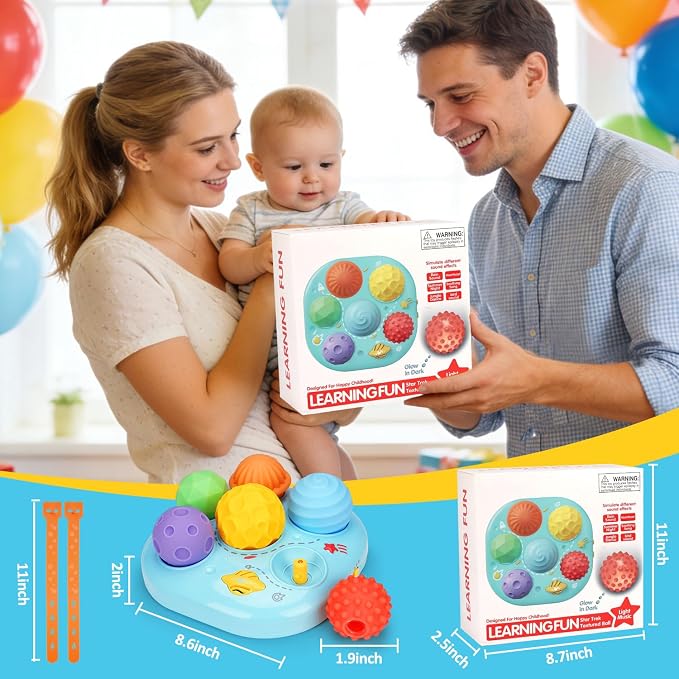 Tsomtto Baby Toys 6-12 Months, Interactive Bright Color Textured Multi Sensory Balls with Sound Effects for Toddlers 1-3, Musical Light Up Montessori Toys 1 Year Old 4 5 6 7 8 9 10 Month Old Boy Girl
