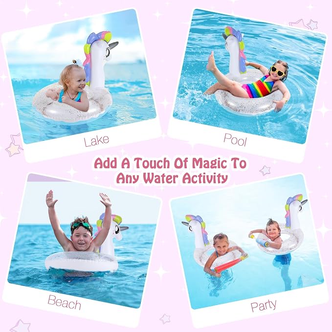 Moko Inflatable Swimming Rings, Pool Floats Swim Tubes Rings Round Shape Cute Cartoon Design Beach Water Lounge Inflatable Raft Party Supplies for Kids