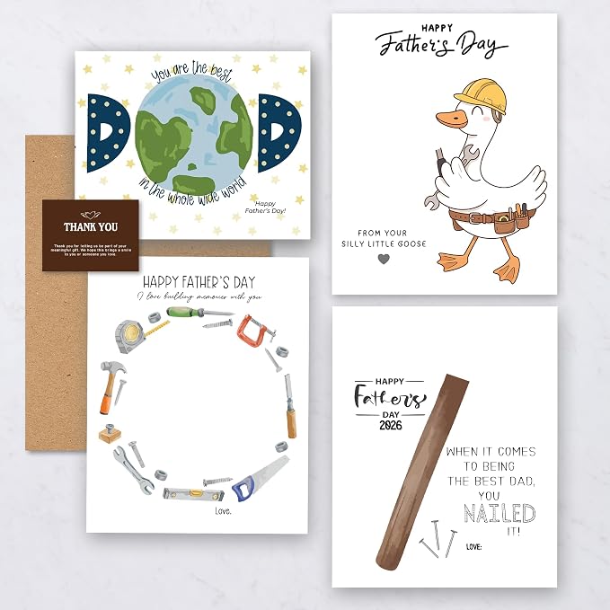 Father’s Day Handprint Craft Kit for Dad, Pack 4 Personalized Handprint Keepsake Gifts, DIY Memory Art, Meaningful Father’s Day Gift to Create Lasting Memories - A Gift Dad Will Never Forget