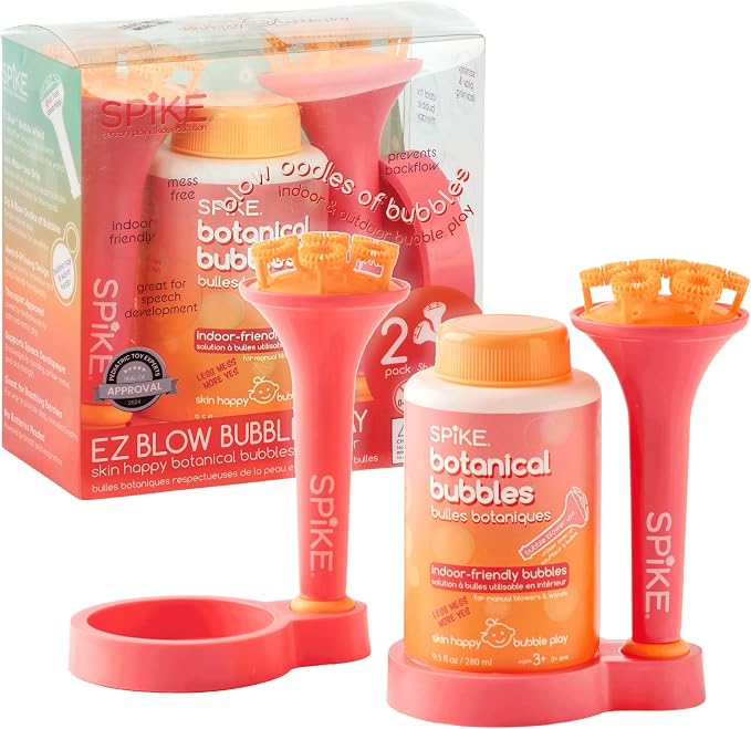 Innobaby Spike Mess Free Botanical Bubbles w/ 2 EZ Blow Wands & Trays -Pink