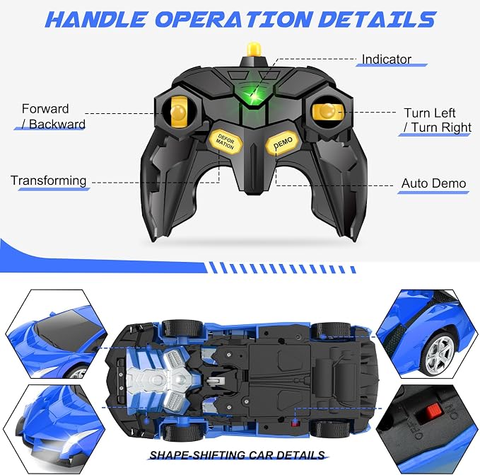 Dolanus Remote Control Car - Transform Robot RC Cars, Toys for Ages 5-7, Kids Toys, 4 Year Old Boy Toy, Toy for 3 4 5 6 7 8 10 12 Years Old Boy, Gifts for Boys Kids Toddlers Birthday