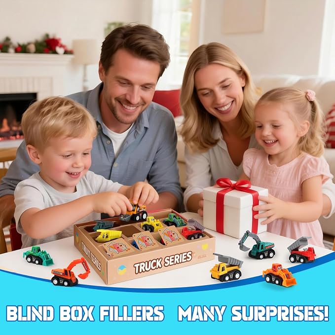 Fajiabao Construction Toy Cars for Toddlers 1-3 Boy Toys Mini Pull Back Cars Small Truck Sensory Bin Bulk & Goodie Bag Stuffers Party Favors for Kids 3-5 (Color Random)